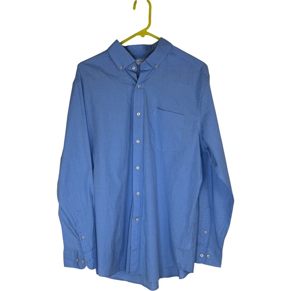 Crown & Ivy Mens Classic Fit Long Sleeve Button Down Shirt Blue Size L
